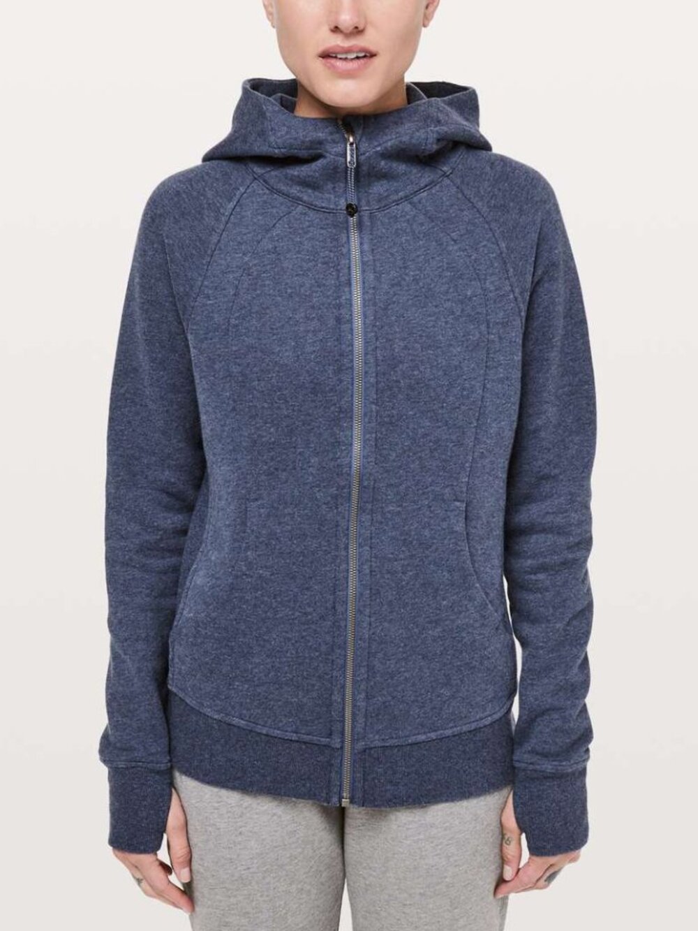Lululemon Scuba Hoodie Light Cotton Fleece Heathered Gatsby Blue Size 10 Medium